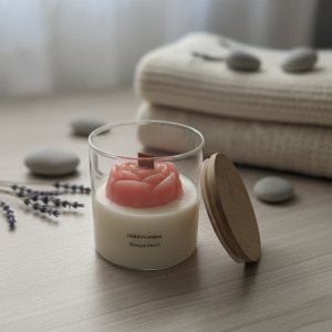 Vaso Grande de Rosa con Tapa-Madera